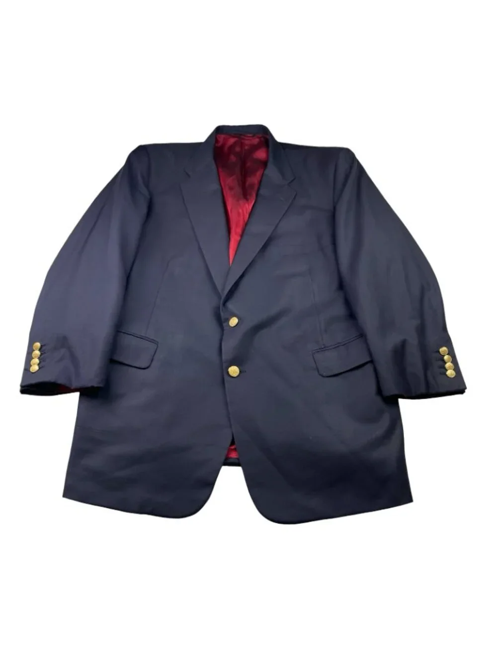 Holland & Sherry Men's Bespoke Custom Gold Buttons Blazer Navy Blue • 46R